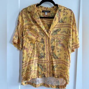 Urban Outfitters Mustard Map Print Shirt